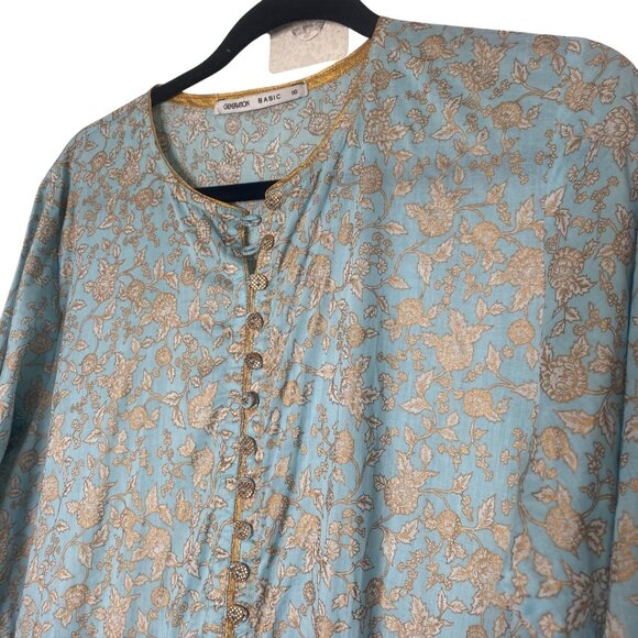 Vintage-Inspired Floral Long Dress By Generation Basic Size 16 Button Front & Go - Picture 3 of 12